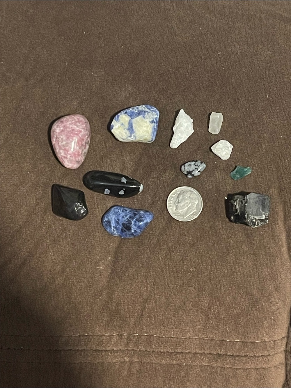 Mixed Polished Gemstone Lot with Blue, Pink, Black, Green, White Stones
